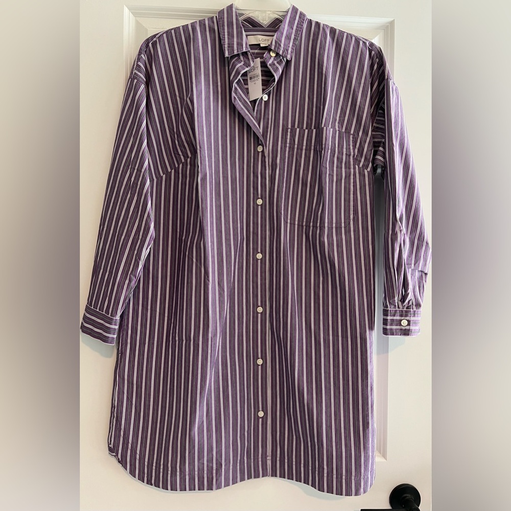 NWT LOFT Striped Mini Pocket Dress - Picture 4 of 7
